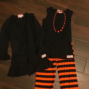 Halloween Ruffle  Girl 4 piece set -worn twice